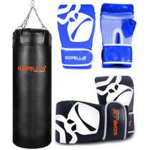 Kit Família Saco De Pancada Boxe 70 cm + Luva Pro Adulta + Luva Infantil Gorilla Boxe Muay Thai