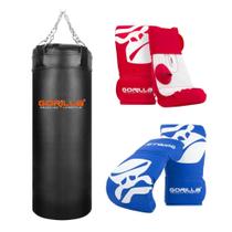 Kit Família Saco De Pancada Boxe 70 cm + Luva Pro Adulta + Luva Infantil Gorilla Boxe Muay Thai