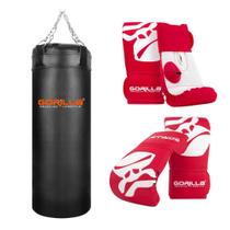 Kit Família Saco De Pancada Boxe 70 cm + Luva Pro Adulta + Luva Infantil Gorilla Boxe Muay Thai