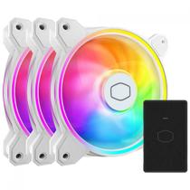 Kit Fan Com 3 Unidades Cooler Master MasterFan MF120 Halo2 ARGB 120mm Com Controladora Branco