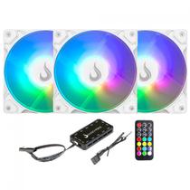 Kit Fan Com 3 Unidades Rise Mode Z, ARGB, 120mm, Branco, RM-ZLD-5V-ARGB-W Kit Fan Com 3 Unidades Rise Mode Z, ARGB, 120mm, Branco, RM-ZLD-5V-ARGB-W