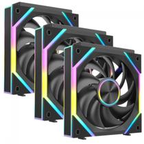 Kit Fan Com 3 Unidades SuperFrame Pulse ARGB 120mm PWM Preto SFFNPSK12AB