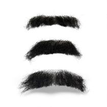 Kit Fantasia 3 Bigodes Falso pretos + cola 10ml + removedor