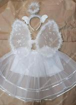 Kit Fantasia Anjinho Tiara C/led Asa Saia Bloquinho Carnaval Kit Fantasia Anjinho Tiara C/led Asa Saia Bloquinho Carnaval