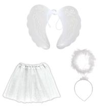 Kit Fantasia Anjo Infantil com Asa Saia e Tiara - 1 Unidade