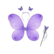Kit Fantasia Asa de Borboleta Infantil Fadinha com Tiara e Varinha
