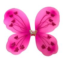 Kit Fantasia Asa de Borboleta Varinha Carnaval Cor Rosa