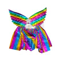 Kit Fantasia Borboleta Fada Infantil Asa Colorida Carnaval