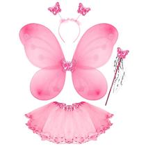Kit Fantasia Borboleta Fada Infantil Asa Varinha Tiara Saia Resistente Juvenil Colorido Asinha Sainha Arquinho Meninas