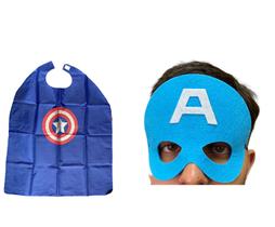 Kit Fantasia Capa e Máscara Menino capitão Infantil festas Kit Fantasia Capa e Máscara Menino capitão Infantil festas
