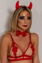 Kit fantasia capetinha com tiara, gravatinha e rabinho de paetê Kit fantasia capetinha com tiara, gravatinha e rabinho de paetê