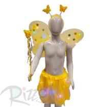 Kit Fantasia Carnaval - Borboleta - Tiara Led - Amarelo - Mod:638 - 01 unidade - Rizzo