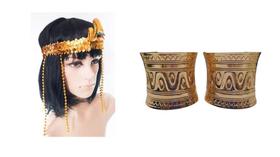 Kit fantasia cleopatra tiara e braceletes adulto