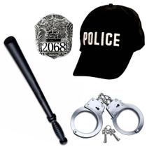 Kit Fantasia Completa de Policial Feminina Policia Carnaval Halloween Bloquinho Kit Fantasia Completa de Policial Feminina Policia Carnaval Halloween Bloquinho