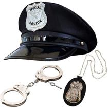 Kit Fantasia Completa de Policial Policia Carnaval Halloween Bloquinho