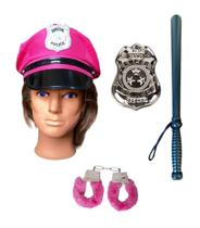 Kit Fantasia Completo Policial Feminino Chapéu+ Acessórios Kit Fantasia Completo Policial Feminino Chapéu+ Acessórios