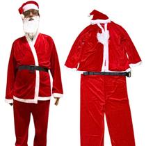 Kit Fantasia de Papai Noel 5 Peças Conjunto Completo Roupa Natalina