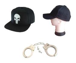 Kit Fantasia Do Justiceiro C/ Boné Bordado E Algemas Metal