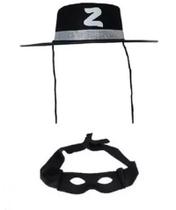 Kit Fantasia do Zorro Adulto C/ Chapéu e Máscara - 2 PÇS