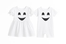 Kit Fantasia Fantasminha Halloween Infantil Vestido e Macacão Kit Fantasia Fantasminha Halloween Infantil Vestido e Macacão