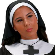 Kit Fantasia Freira Adulto Com Véu, Gola e Crucifixo de E.V.A Kit Fantasia Freira Adulto Com Véu, Gola e Crucifixo de E.V.A