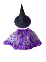 Kit Fantasia Halloween Infantil Luxo - Bruxinha Roxa