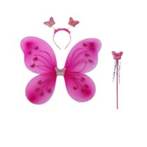 Kit Fantasia Infantil Asa de Borboleta Fadinha Com Tiara e Varinha