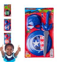 Kit Fantasia Infantil Espada Escudo e Máscara Heróis Homem-aranha Capitão América Batman Hulk