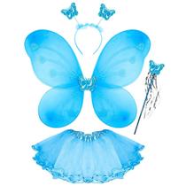 Kit Fantasia Infantil Fada Asa Tiara Varinha Festa Criança Borboleta Asinha Sainha Arquinho Fadinha Bailarina Meninas