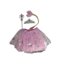 Kit Fantasia Infantil Festa Tema Frozen Saia Tule com Varinha trança e coroa Kit Fantasia Infantil Festa Tema Frozen Saia Tule com Varinha trança e coroa