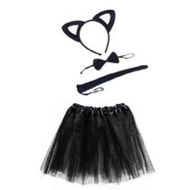 Kit Fantasia Infantil Gatinha Tiara + Calda + Gravata + Saia Kit Fantasia Infantil Gatinha Tiara + Calda + Gravata + Saia