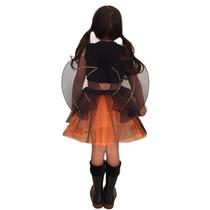 Kit Fantasia Infantil Hallowen Menina Saia e Asa Fofo Barato Dia das Bruxas Hallowen Dia das Crianças Barato - Meimi Amores