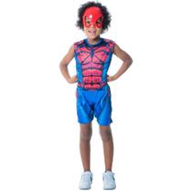 Kit Fantasia Infantil Homem Aranha com Mascara 3 a 4 anos