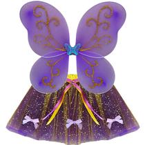 Kit Fantasia Infantil Menina Carnaval Brilho Princesa Borboleta Encantada Tule Festa Asa Bloquinho Halloween Fadinha