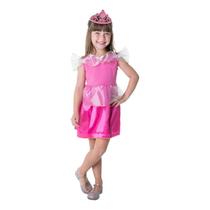 Kit Fantasia Infantil Princesa Rosa Tamanho P de 3 a 4 Anos