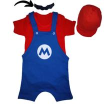 kit fantasia jardineiraira mario e luigi kit 4pç mesversario 100 algodao