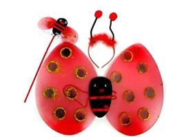 Kit Fantasia Joaninha Infantil Com Asa Tiara Varinha Kit Fantasia Joaninha Infantil Com Asa Tiara Varinha