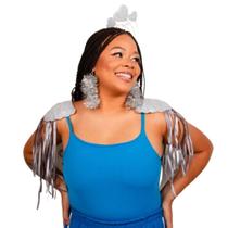 Kit Fantasia Look Carnaval 2025 Coração Prateado Bloquinho Kit Fantasia Look Carnaval 2025 Coração Prateado Bloquinho