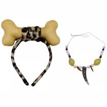 Kit Fantasia Pedrita Tiara E Colar Osso Oncinha - Adulto e Infantil Kit Fantasia Pedrita Tiara E Colar Osso Oncinha - Adulto e Infantil