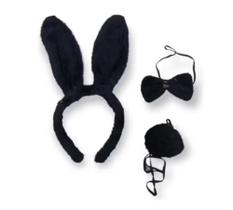 Kit Fantasia Peludinho Coelhinha Tiara Gravata Rabo Coelho Carnaval Branco Rosa ou Preto Kit Fantasia Peludinho Coelhinha Tiara Gravata Rabo Coelho Carnaval Branco Rosa ou Preto