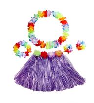 Kit Fantasia Saia Havaiana 40 cm Pulseira Tiara Colar Festas Carnaval Kit Fantasia Saia Havaiana 40 cm Pulseira Tiara Colar Festas Carnaval