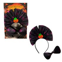 Kit Fantasia Temática Halloween Bruxa Infantil Tiara Gravata Kit Fantasia Temática Halloween Bruxa Infantil Tiara Gravata
