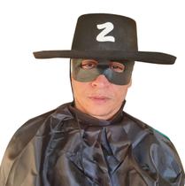 Kit Fantasia Zorro Chapéu, Capa e Máscara Carnaval Festa