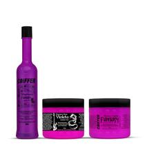 Kit Fantasy Coiffer shampoo Gloss e Mousse Desamarelador de fios e Manutenção de Cabelos Loiros Platinados