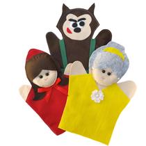 Kit fantoche chapeuzinho vermelho vovó e lobo 3 peças feltro