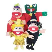 Kit Fantoches Príncipe e o sapo 4 Personagens Kit Fantoches Príncipe e o sapo 4 Personagens