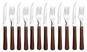 Kit Faqueiro 12 Pcs Garfos Facas Churrasco Mogno Elementos Simonaggio
