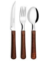 Kit Faqueiro 18 Pcs Garfos Facas Churrasco Mogno Elementos