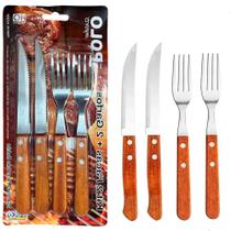 Kit Faqueiro 2 Garfos 2 Facas Cabo Madeira Metal Restaurante - Polo Kit Faqueiro 2 Garfos 2 Facas Cabo Madeira Metal Restaurante - Polo