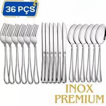 Kit Faqueiro 36 Peças Inox Silver Conjunto de Facas, Garfos e Colheres Talheres para Casa, Restaurante, Bar, Hotel, Presente Sofisticado
